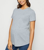 New Look Maternity Grey Roll Sleeve T-Shirt